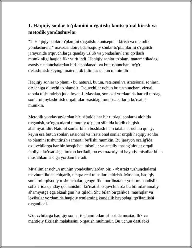 HAQIQIY SONLAR USTIDA AMALLARNI O'QITISH METODIKASI 4