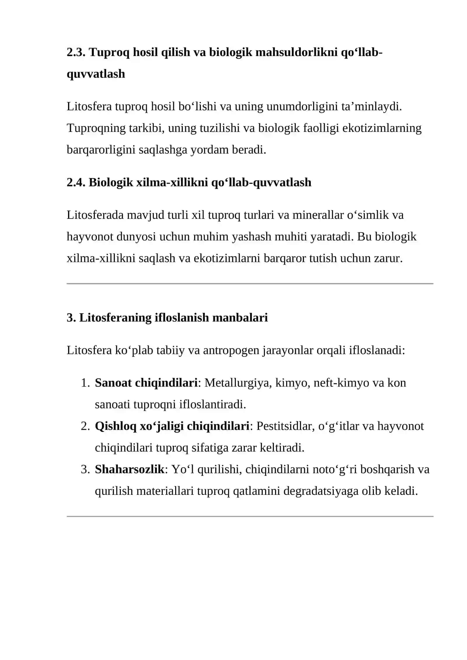 Litosferaning ekologik funksiyasi 4