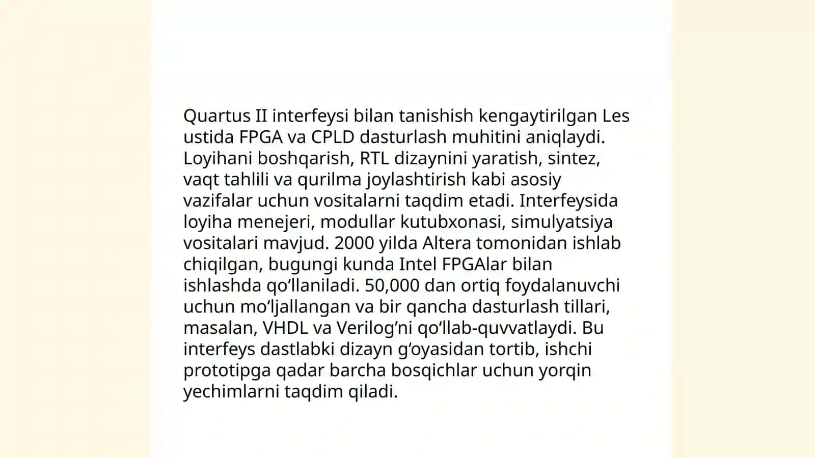 Quartus II dasturlash muhiti 4