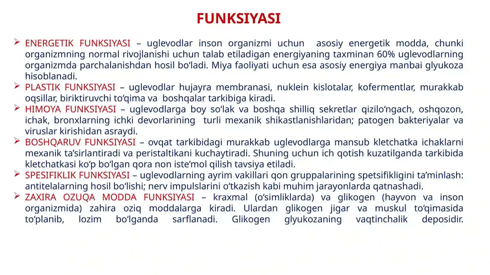 Uglevodlar. Uglevodlarning biologik qiymati 4