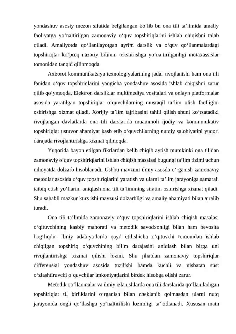 Ona tilidan zamonaviy o’quv topshiriqlarini ishlab chiqish 4