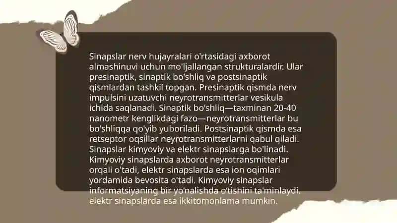 Asab tolalari sinapslarning xossalari 4