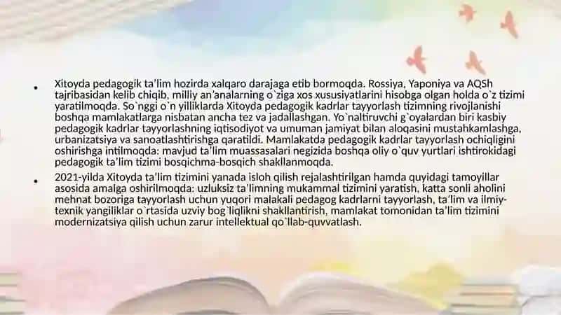 Xitoyta`limtizimi rivojlantiqo`chimata'limga 4