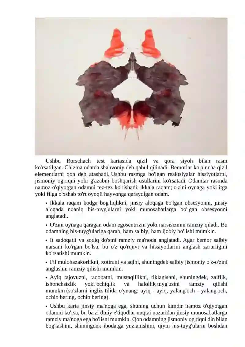 Rorschach testi: rasmlar va dekodlash 4