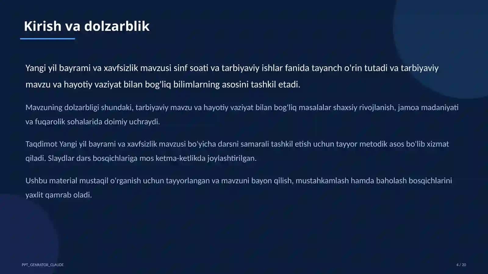 Sinf soati va tarbiyaviy tadbirlar 4