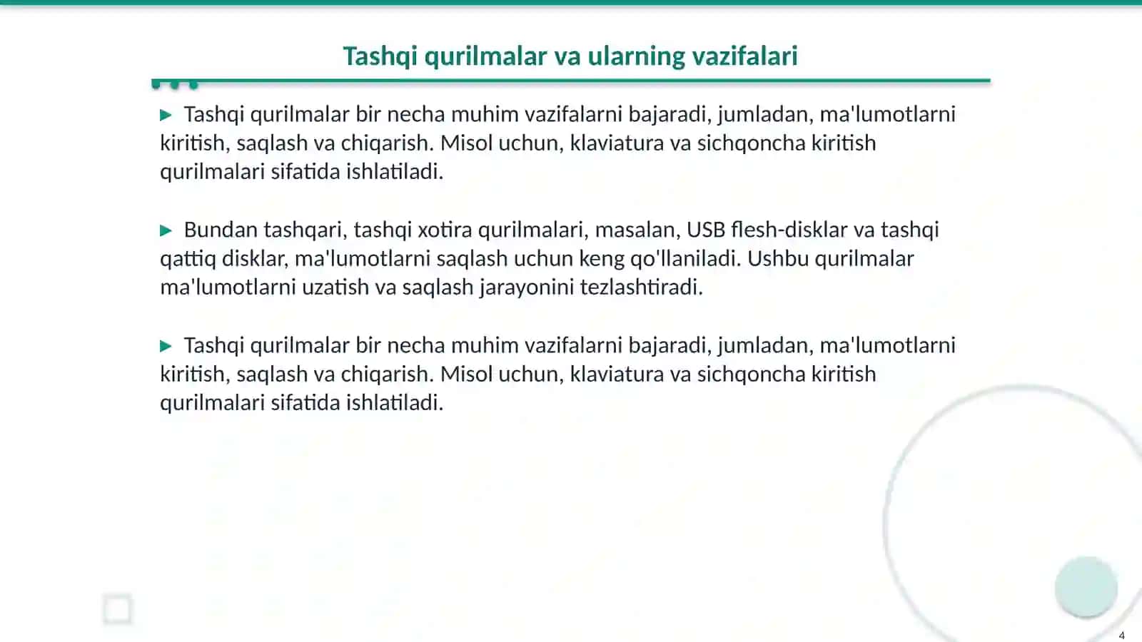 Tashqi qurilmalar nima? Ular qanday turlarga bo'linadi 4