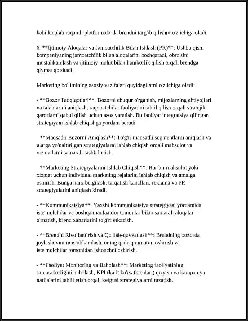 MARKETINGNI TARKIBIY TUZILISHI VA BOSHQARISHNI TASHKIL ETISH 4