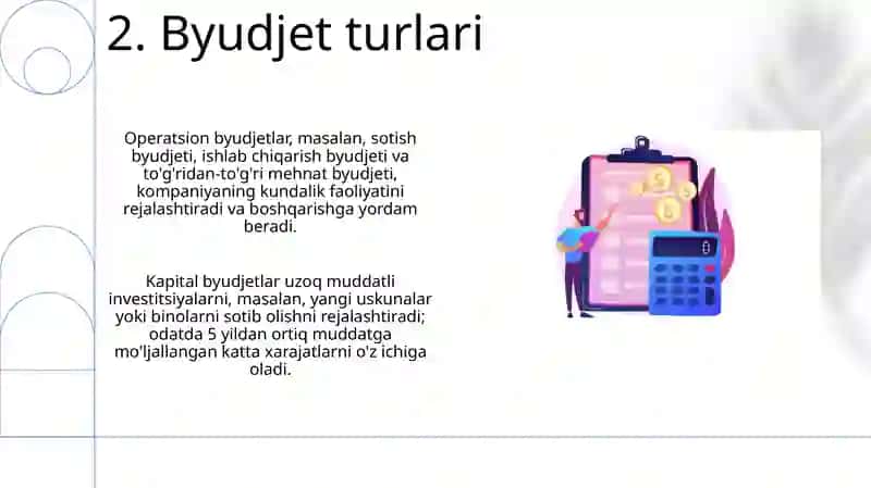 Byudjetlashtirishning asosiy tushunchalari va jarayoni 4