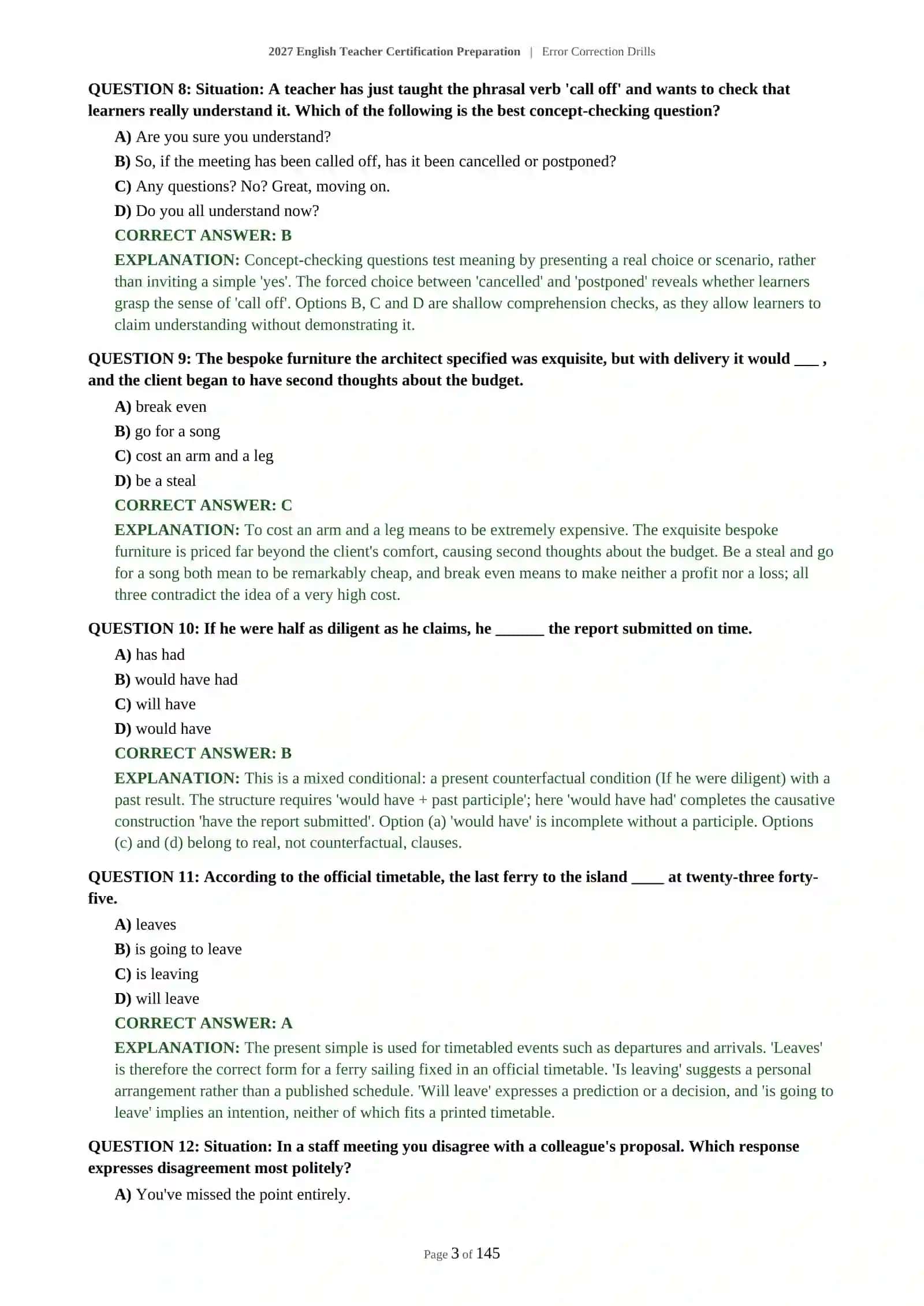 2027 English Teacher Certification Preparation | Error Correction Drills 4