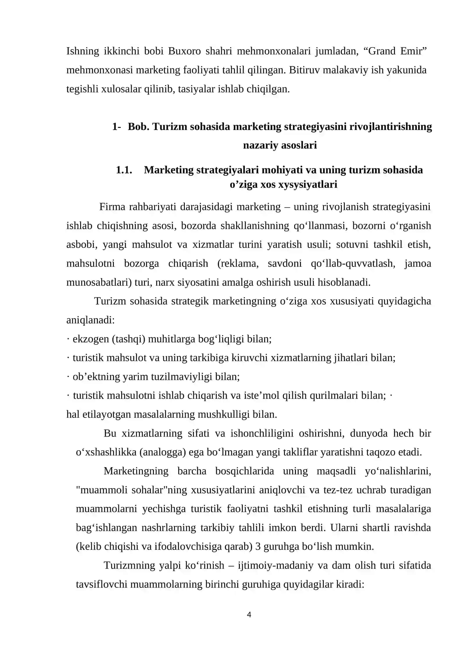 Turizm sohasida marketing strategiyalarini ishlab chiqishni takomillashtirish 4