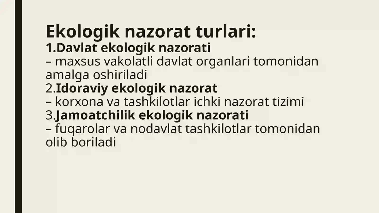 EKOLOGIK NAZORAT, EKOLOGIKMONItORINGVA EKOLOGIK EKSPERTIZA 4
