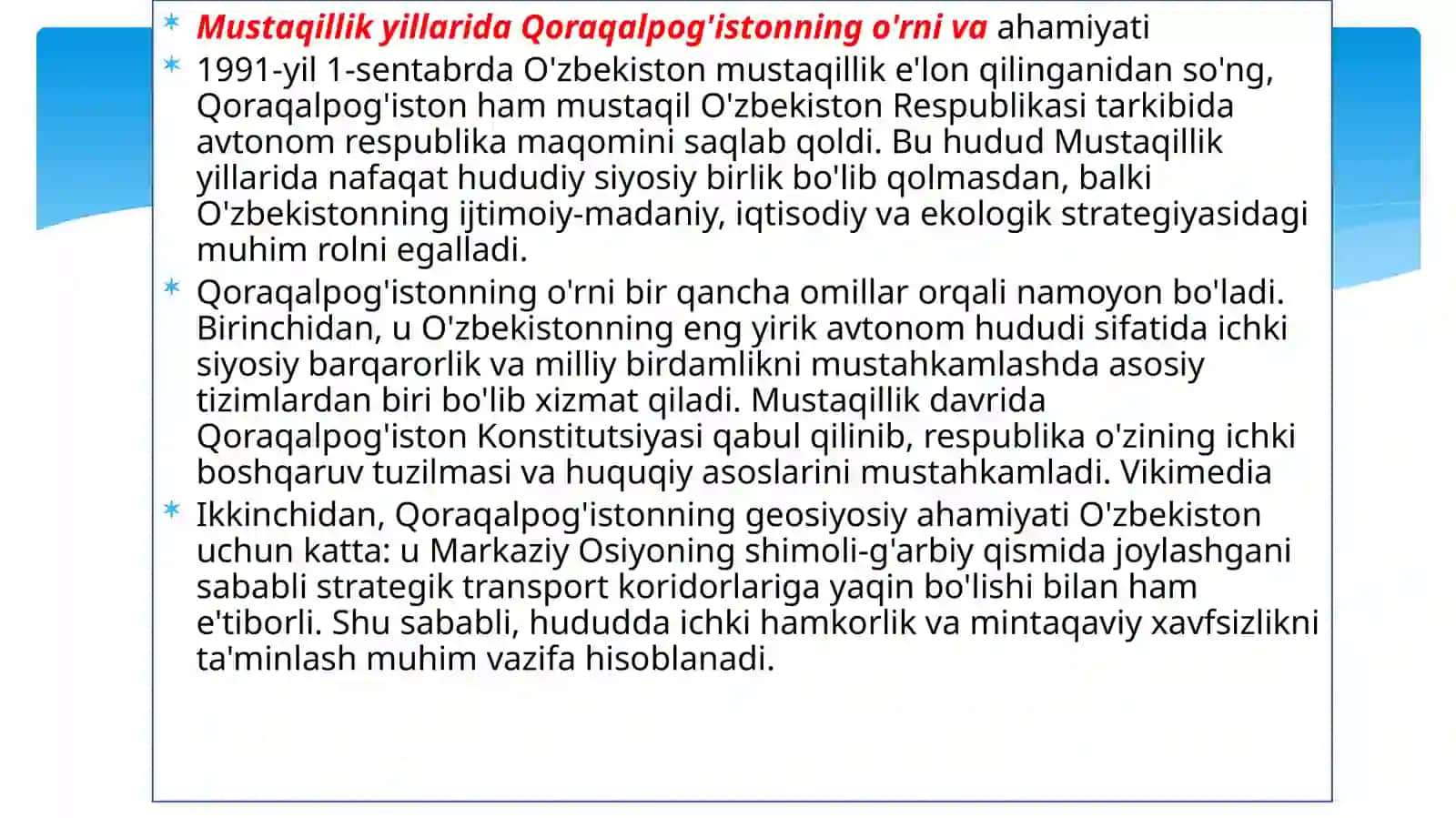 Qoraqalpog’istonning o‘rnivaahamiyati 4