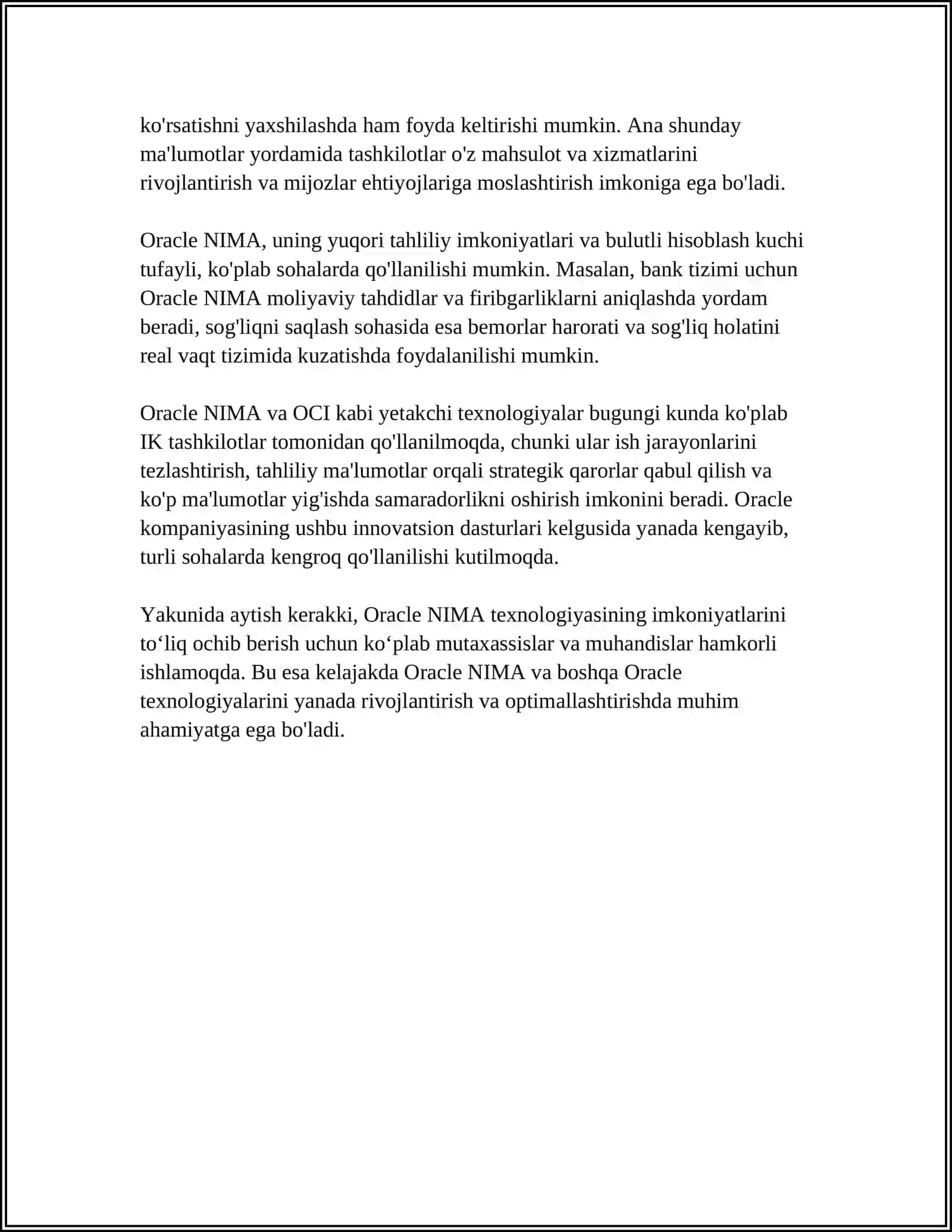 ORACLE HAQIDA TUSHUNCHA 4