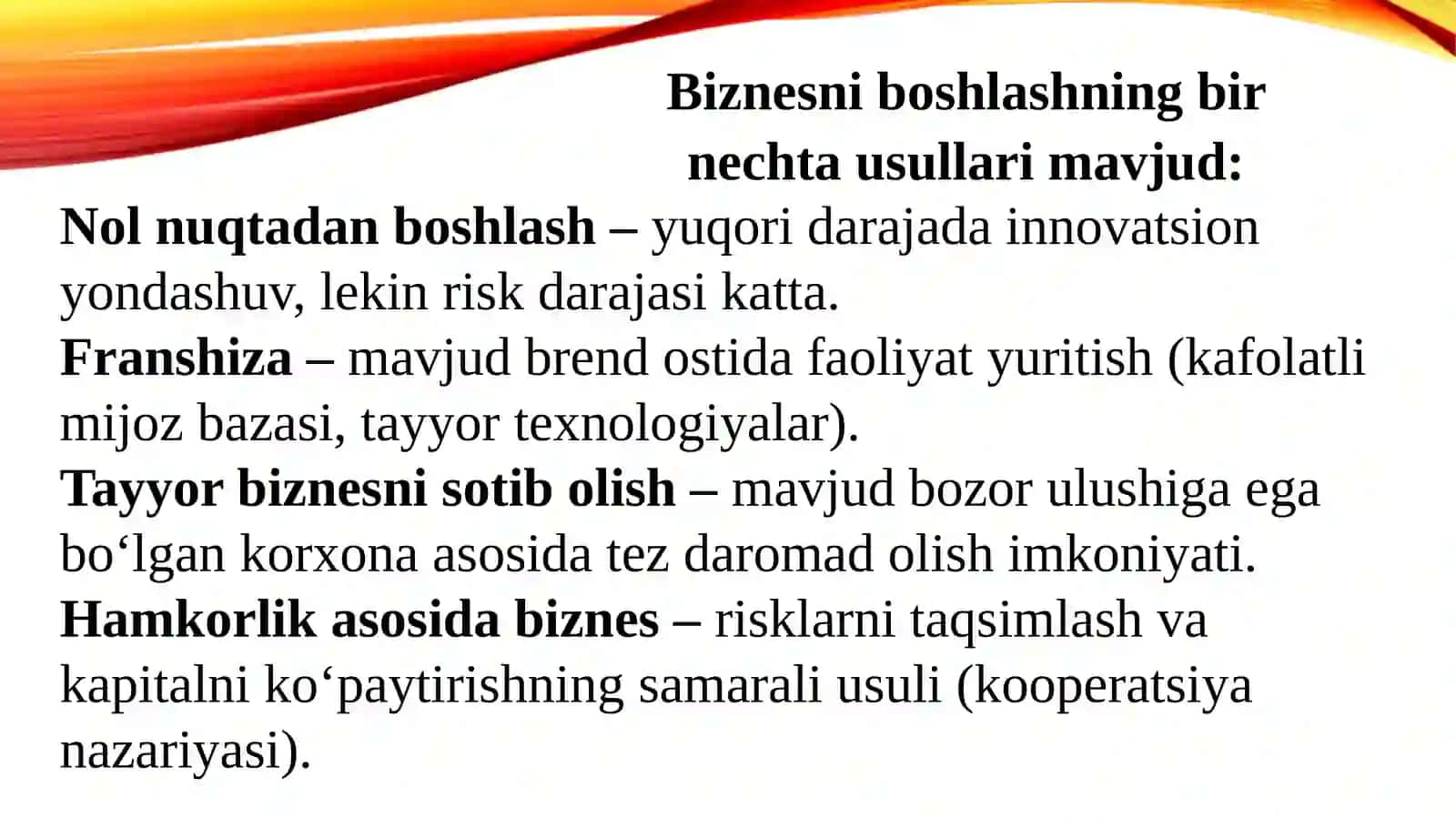 Biznes-reja tuzilmasi va tarkibi 4