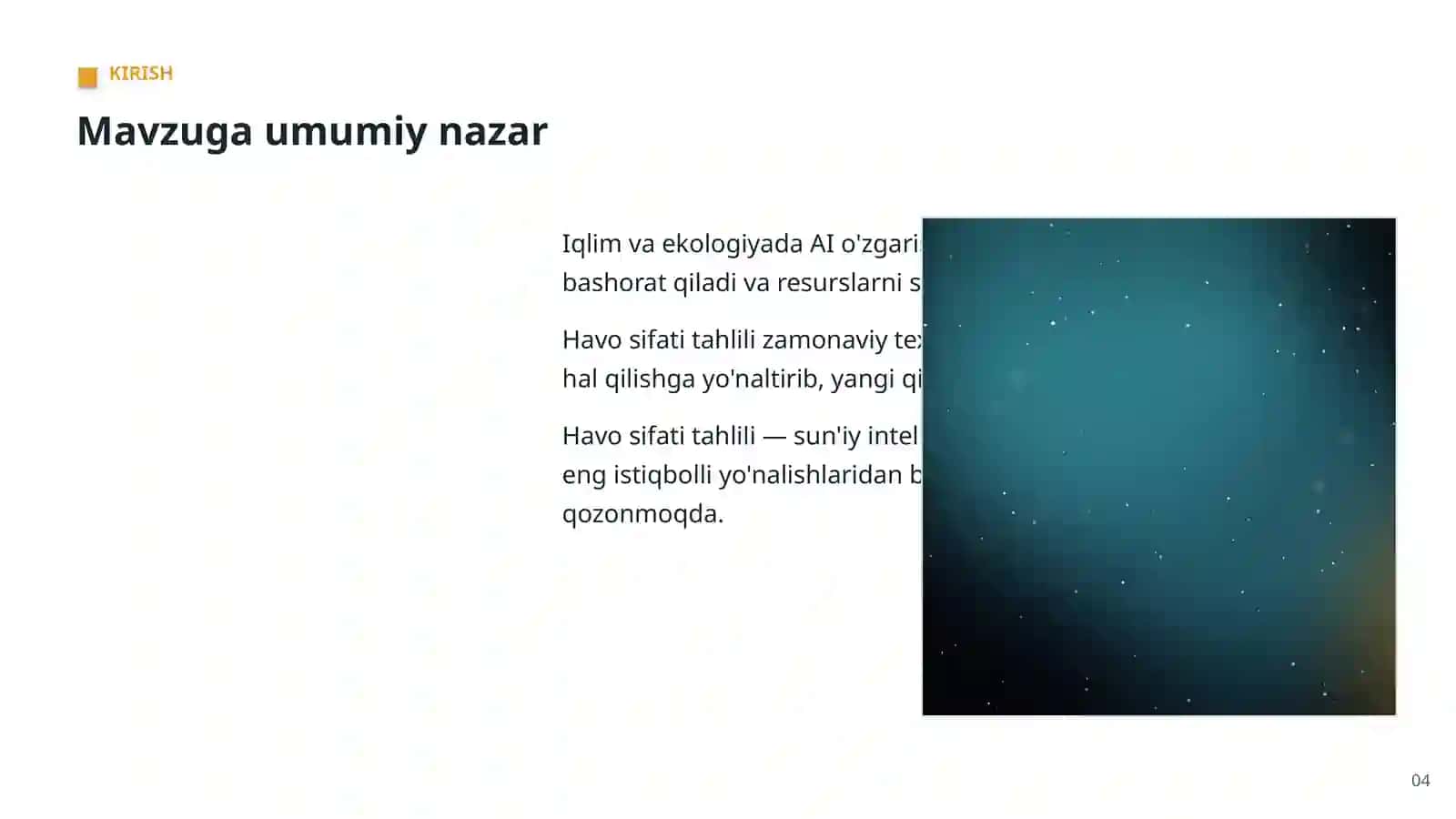 Iqlim va ekologiyada AI 4