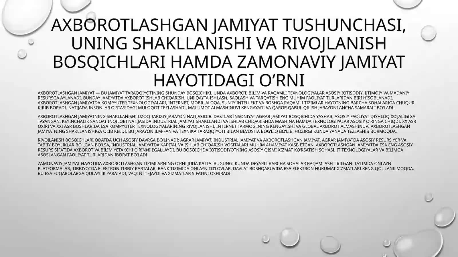 Axborotlashgan jamiyat va uning istiqbollari (Taraqqiyot, civilizatsiya, axborotlashgan jamiyat) 4