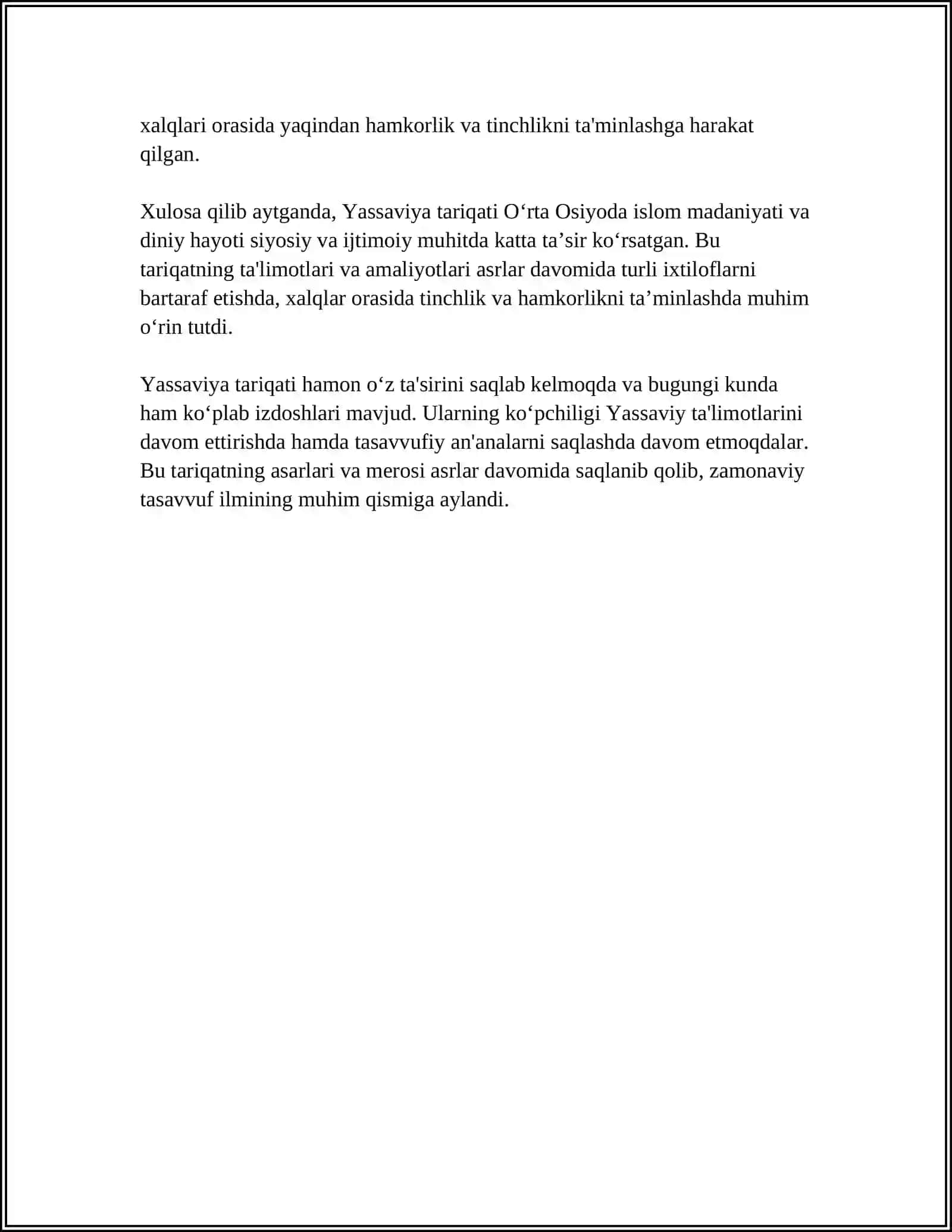 MARKAZIY OSIYODA SHAKLLANGAN YASSAVIYA TARIQATI 4