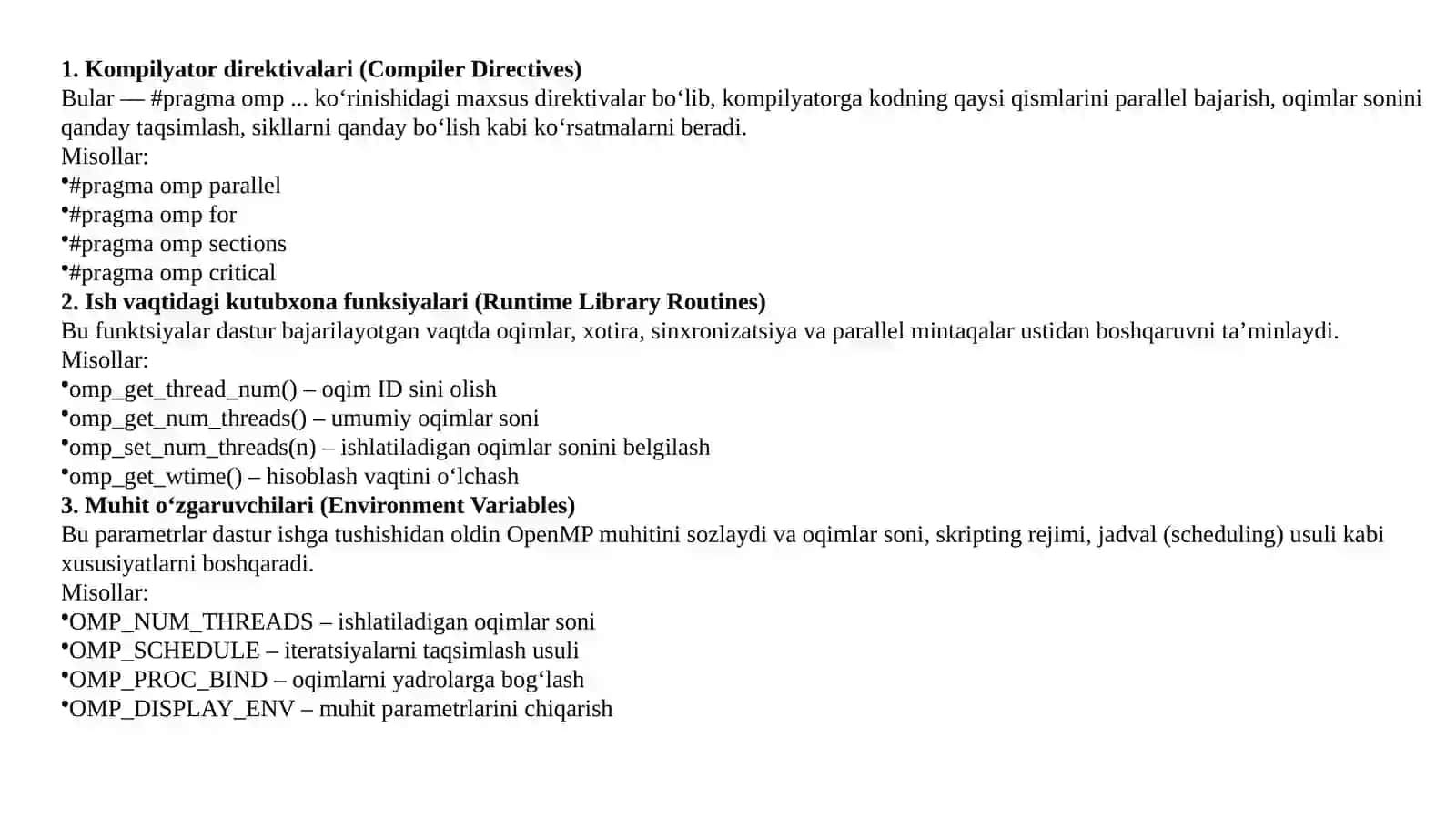 OpenMP standarti, MPI standarti, GPU arxitekturasi va konsepsiyalari 4
