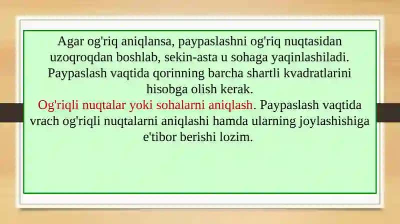 Qorinning yuza va chuqur palpatsiyasi 4