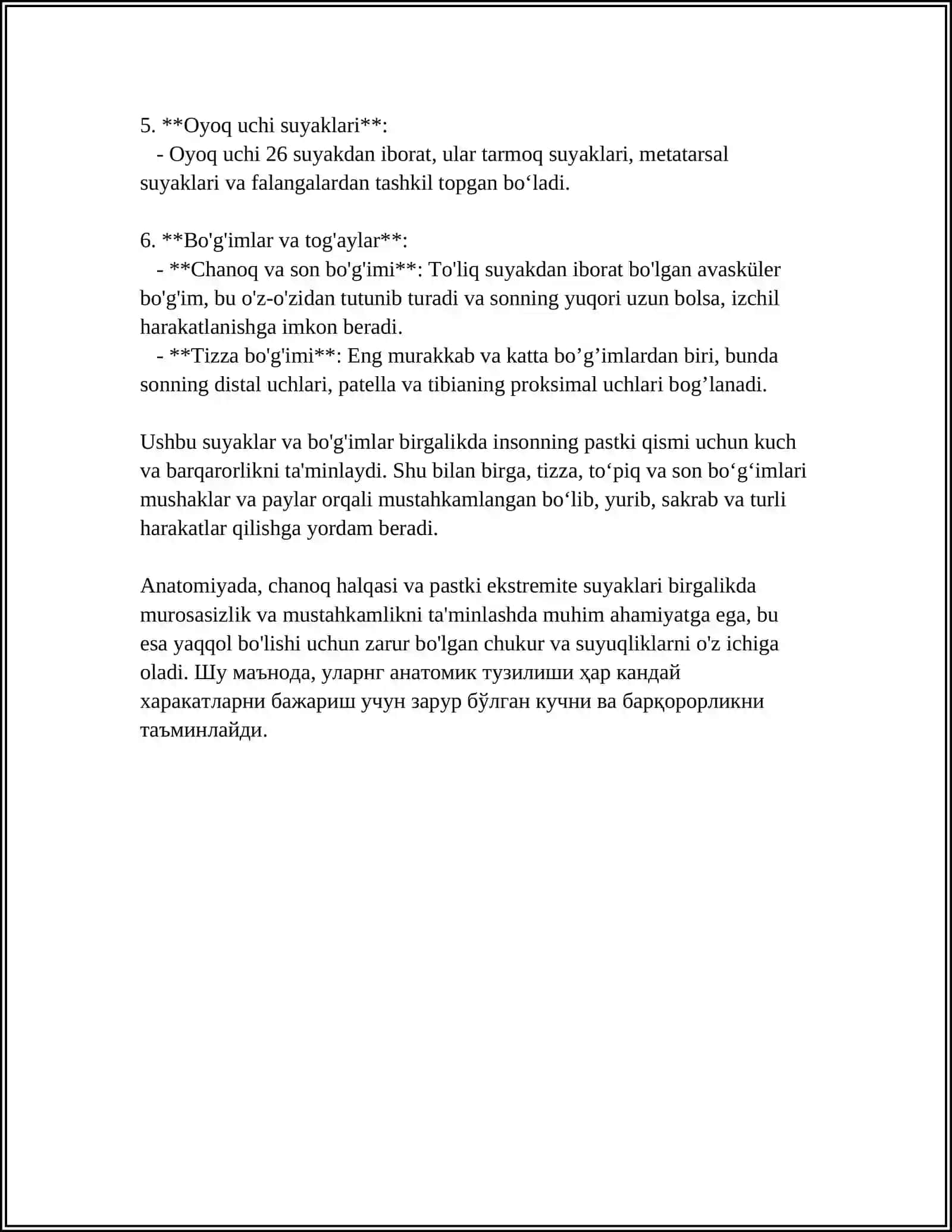 Pastki Kamar Suyaklarining Tuzilishi 4