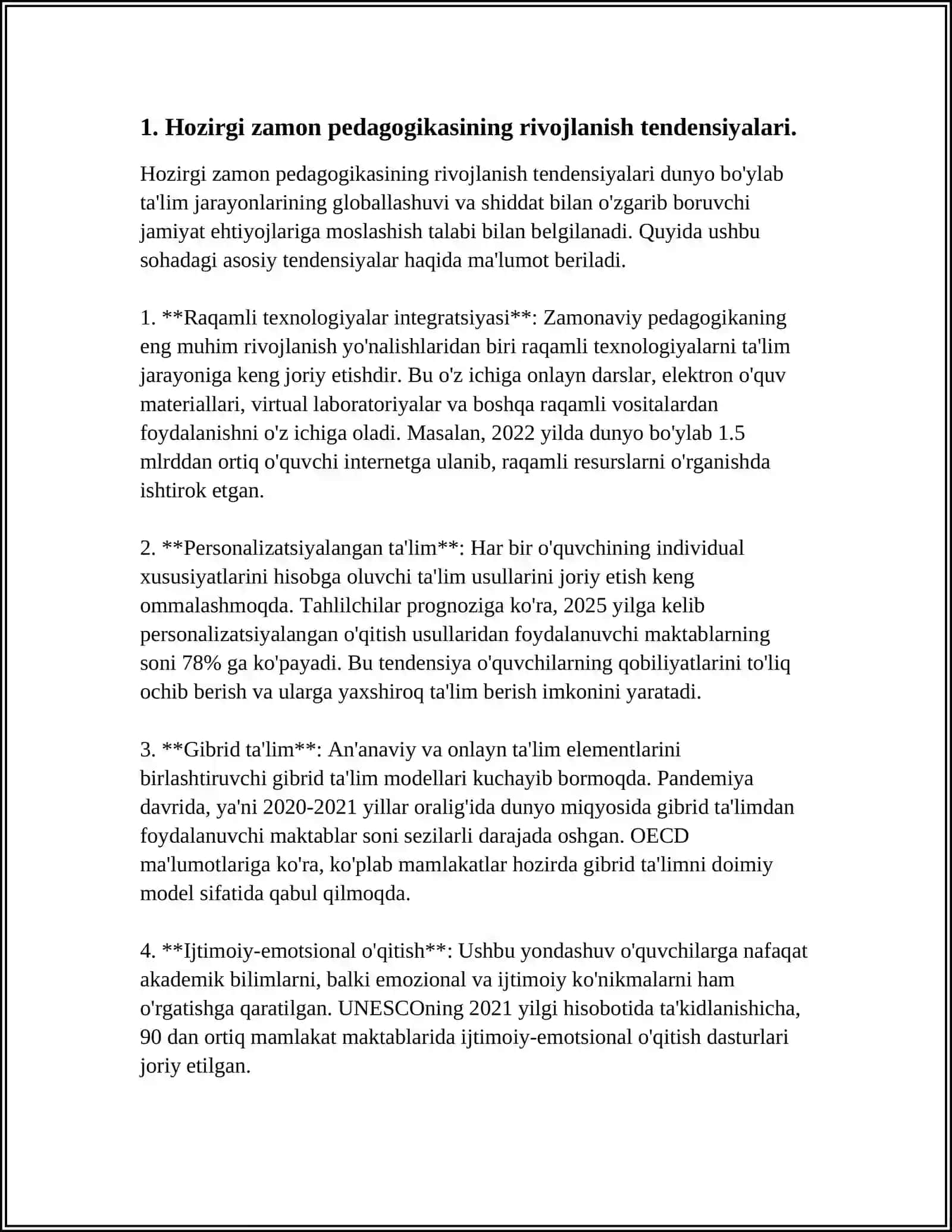 HOZIRGI ZAMON PEDAGOGIKASINING JAMIYATDA TUTGAN OʻRNI 4