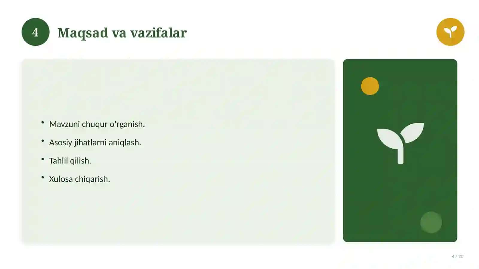 Informatika fanidan 8-sinf: fan to'garagi rejasi 4