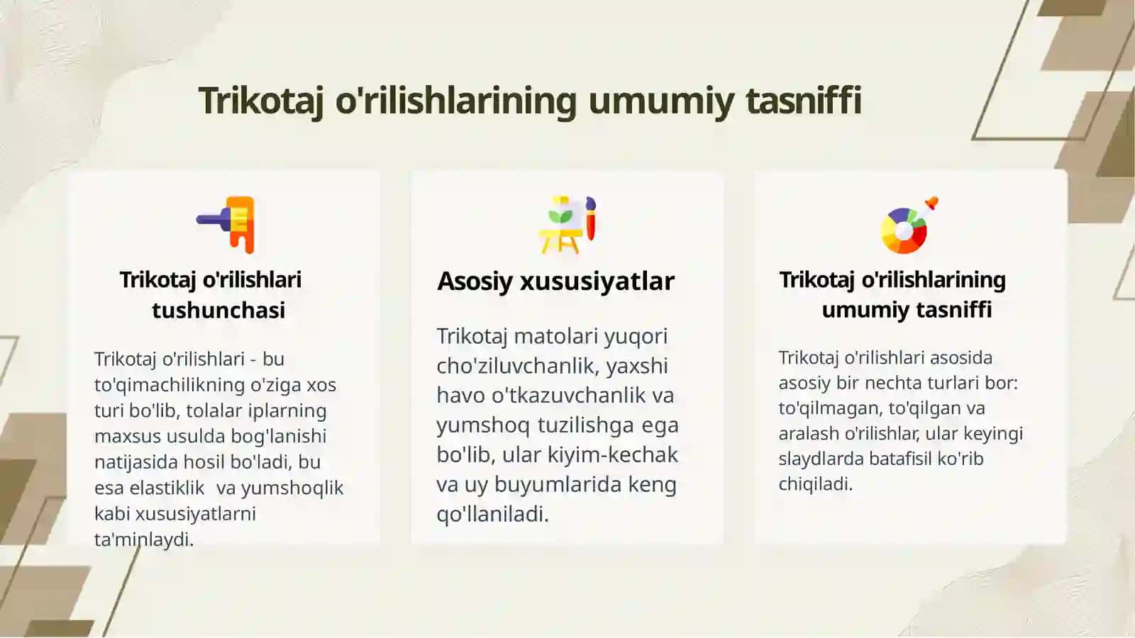 Trikotaj o'rilishlarining tasniffi 4