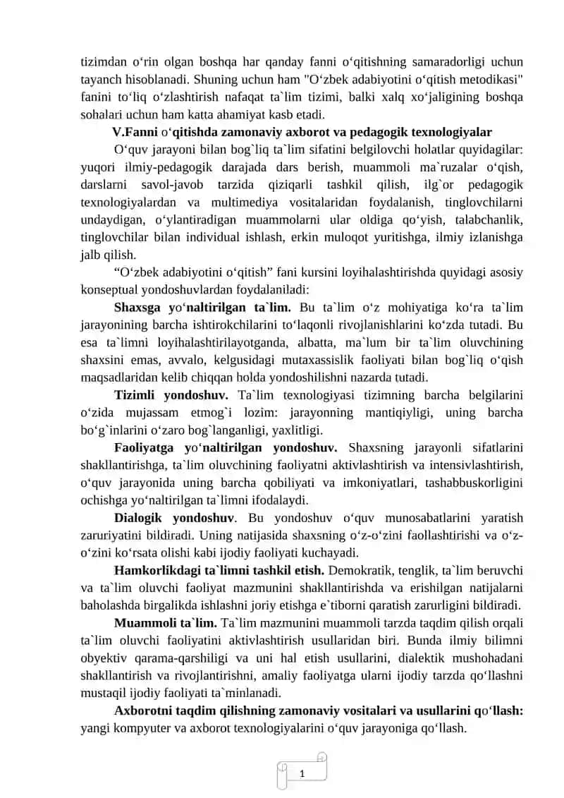 OʻZBEK ADABIYOTINI OʻQITISH METODIKASI 4