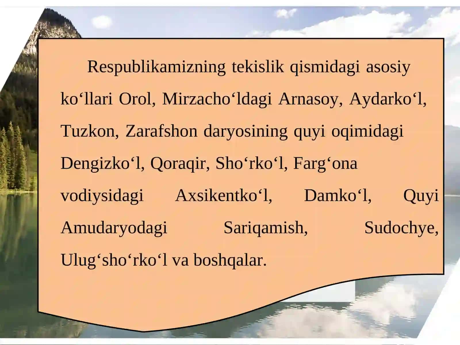 Ko‘llari, suv omborlari va yerosti suvlari 4