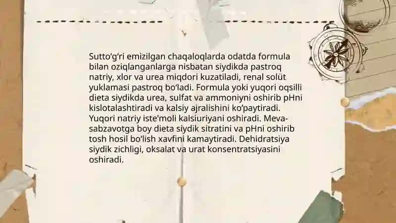 Siydikning kimyoviy xususiyatlariga moddalar almashinuvi 4