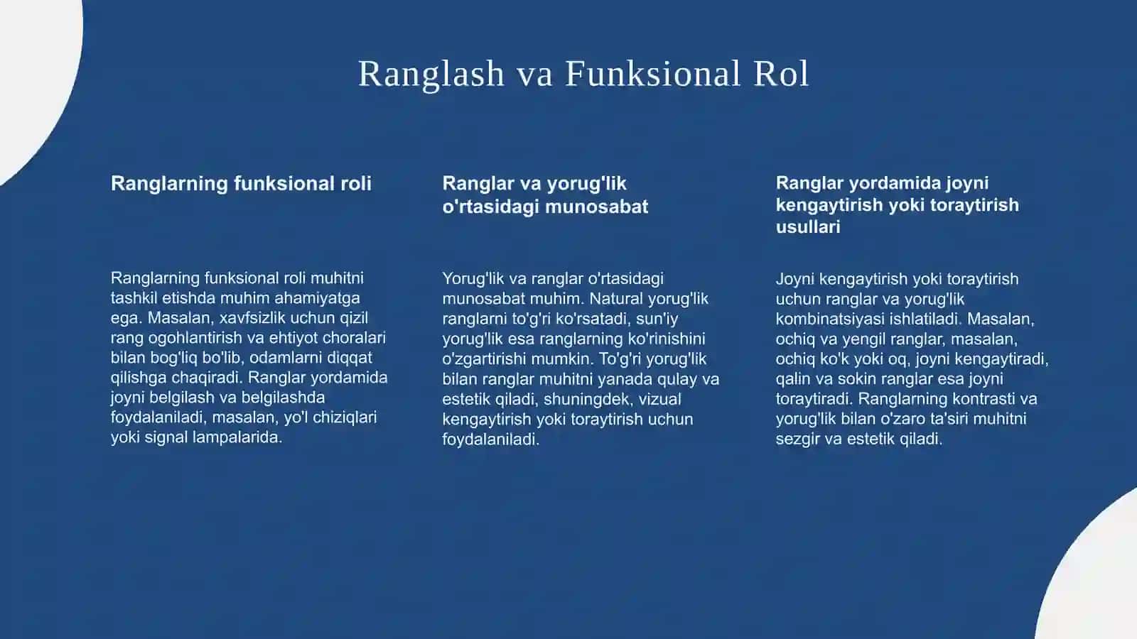 Xonalarni va jihozlarni bo'yashda ranglash ahamiyati 4