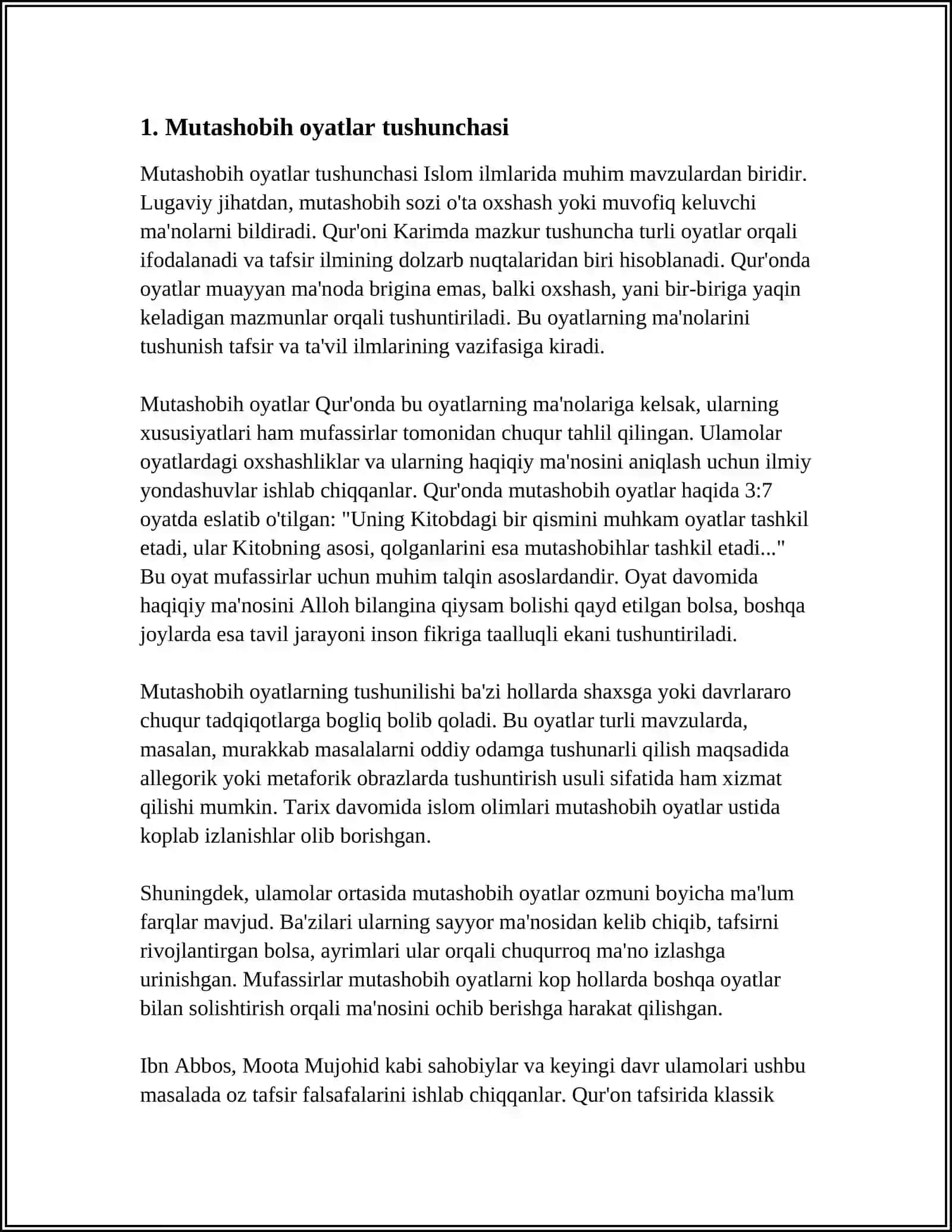 MUTASHOBIH OYATLAR HAQIDA MOTURIDIY E‘TIQODI YONDASHUVI 4