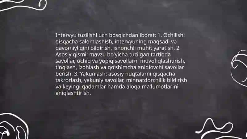 Intervyu olish va intervyu berish qoidalari 4