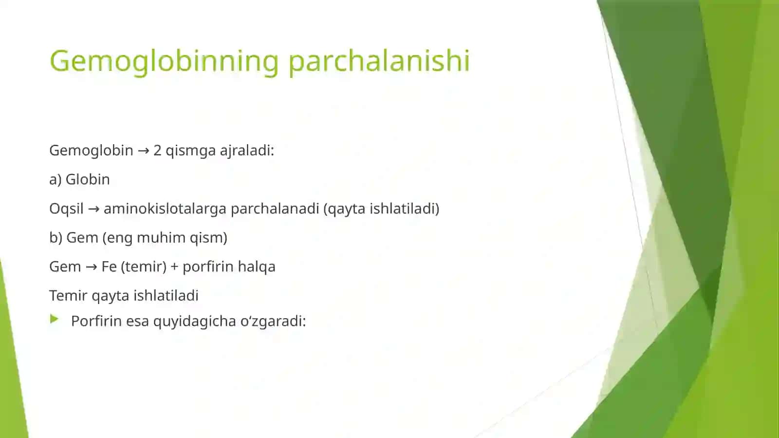 Billirubin paydo bo'lish mexanizmi 4