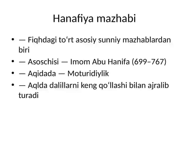 Islom dinining aqidaviy yo‘nalishlari va maktablari 4