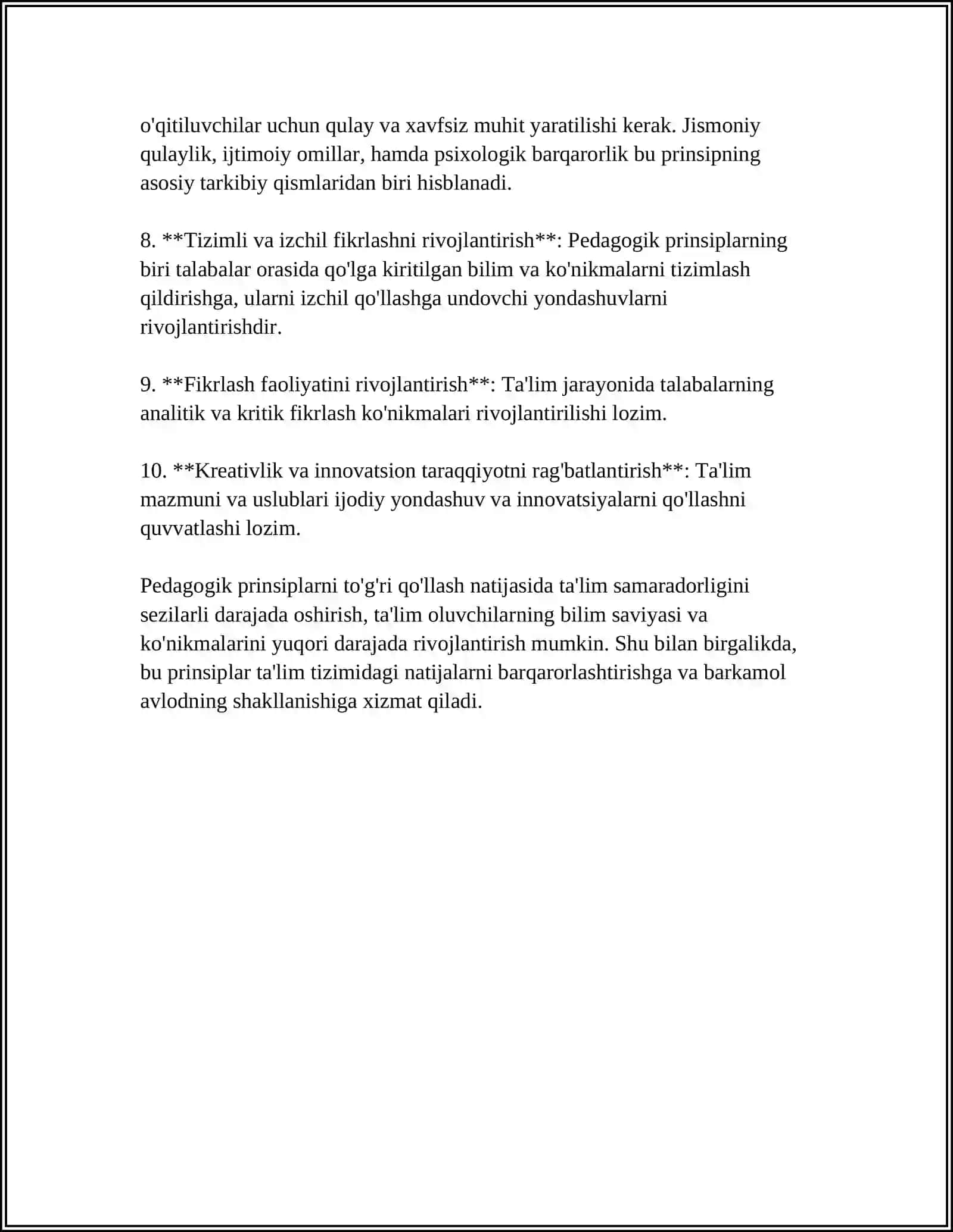PEDAGOGIKA VA UNI TALIMDA QO'LLASH JARAYONLARI 4