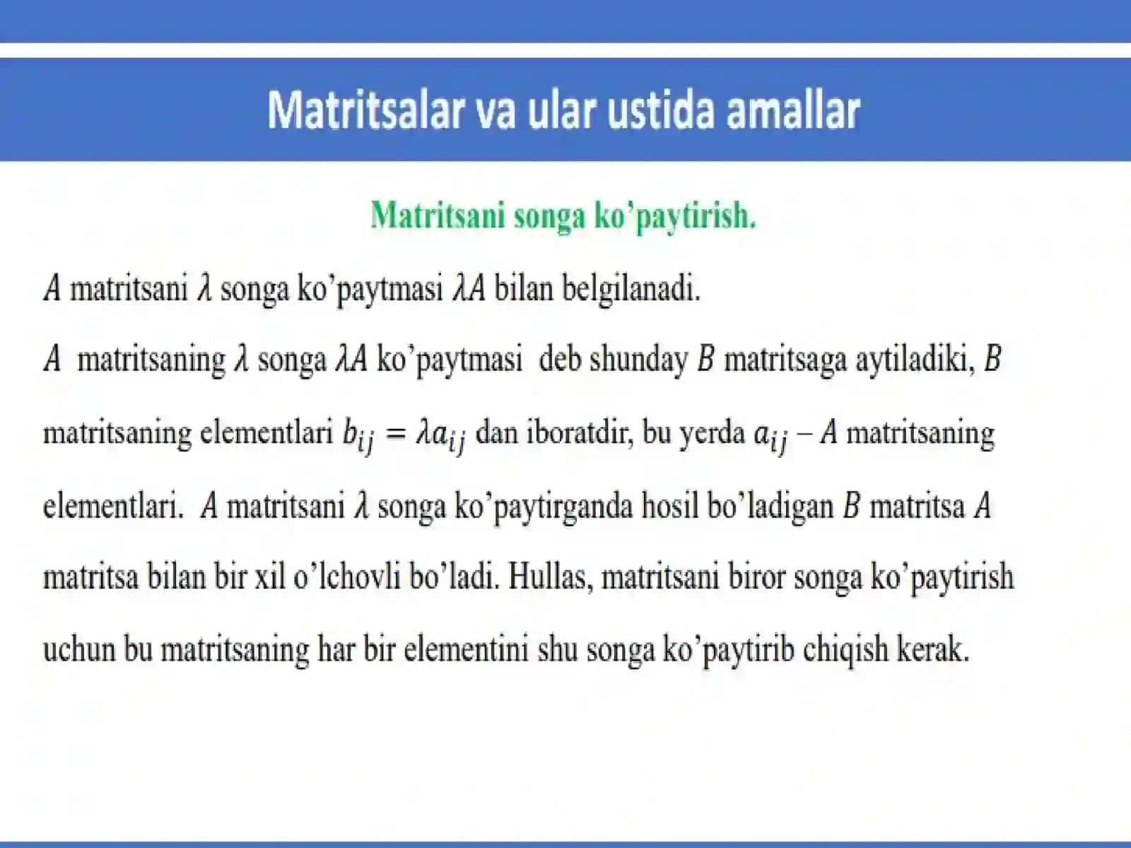 MATRITSALARNI SONGA KO’PAYTIRISH 4