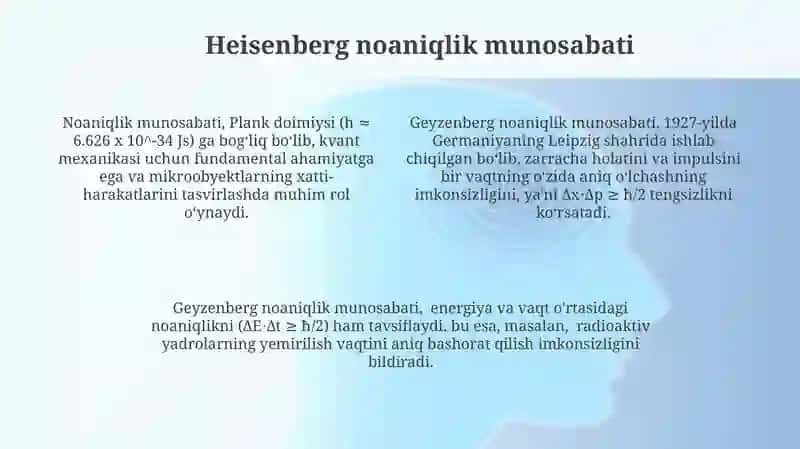 Plank doimiyligi va noaniqlik ifodasi 4