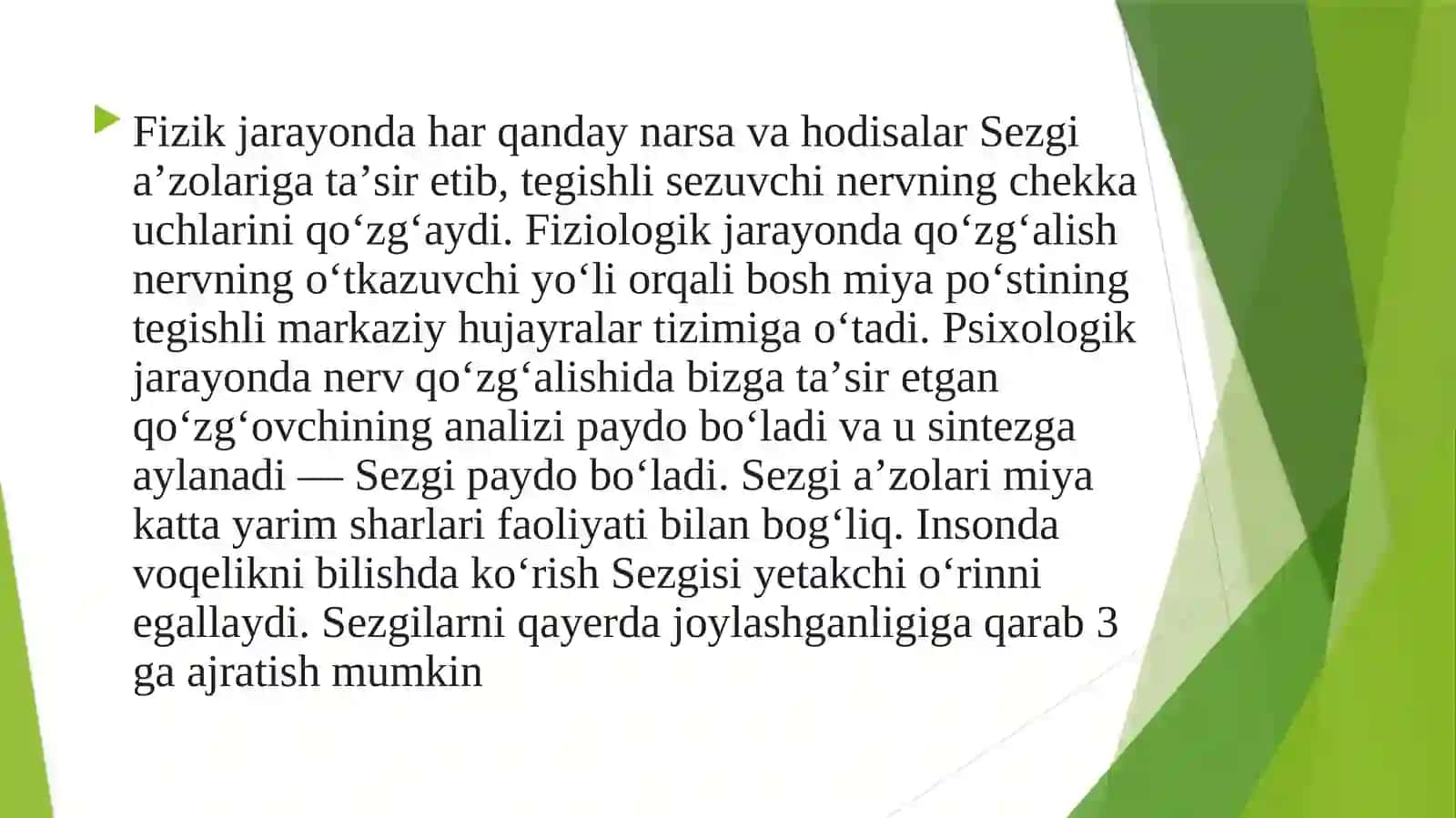 Sezgining retseptor va reflektornazariyasi 4