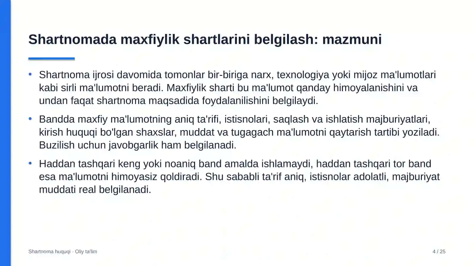 Shartnoma Huquqi · Oliy Ta'limga 4
