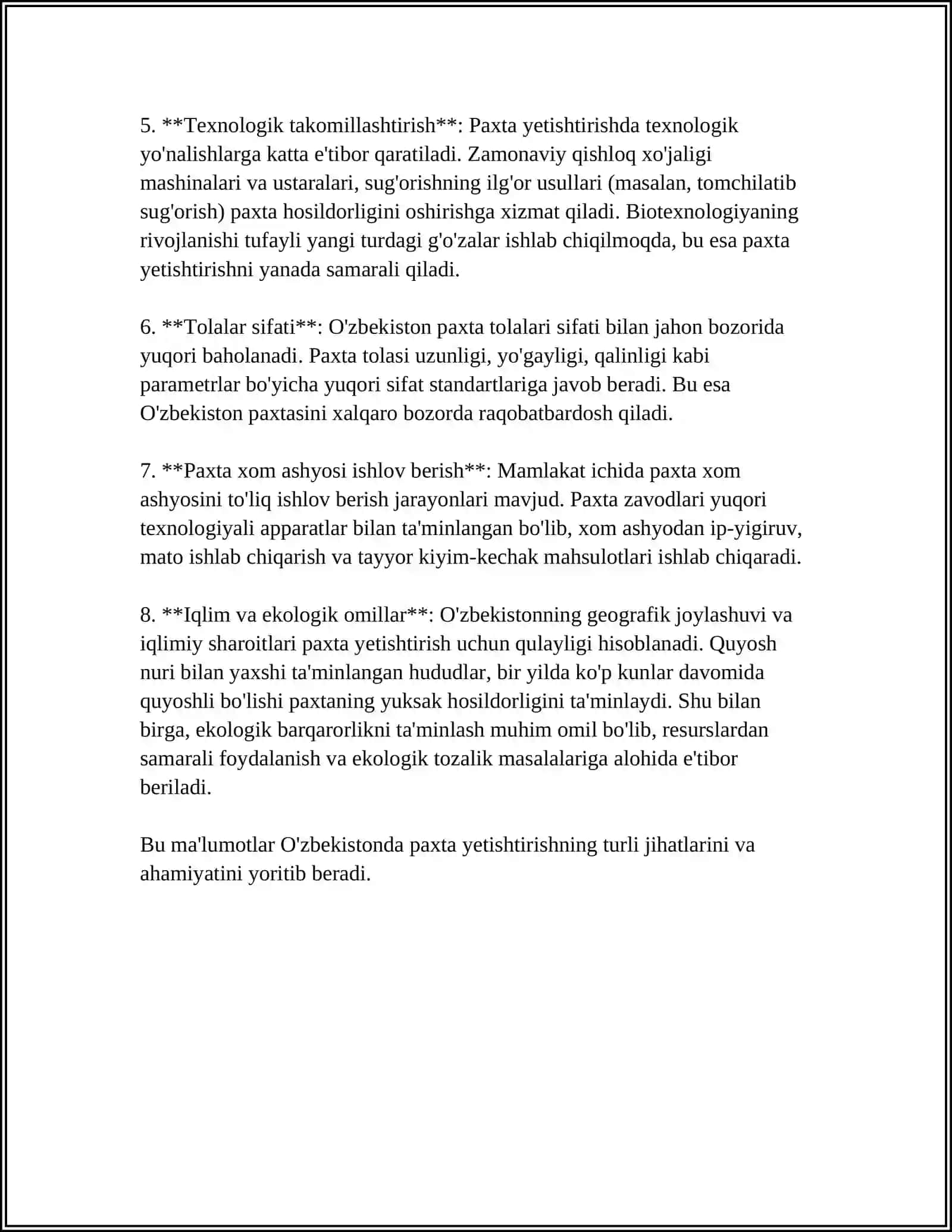 TÓQUVCHILIKKA KELTIRADIGAN XOM-ASHYO 4