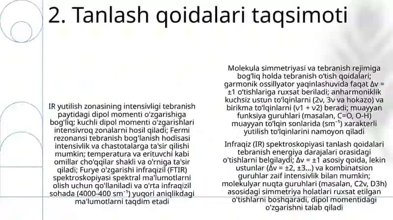 Infraqizil-spektroskopiyada tanlash qoidalari 4
