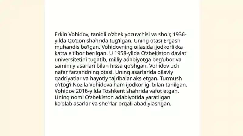 Erkin Vohidov hayoti 4