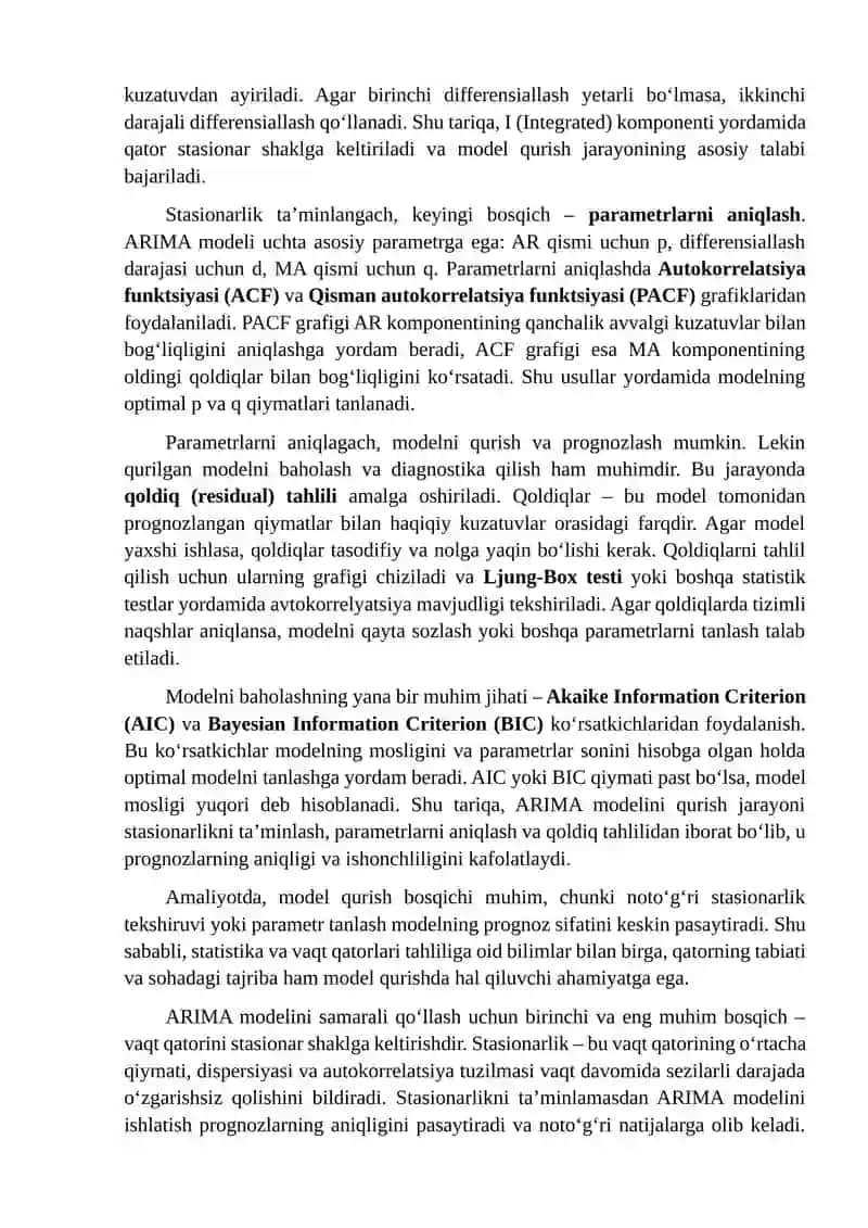 Arima modellari va ularni amaliyotda qo'llash 4