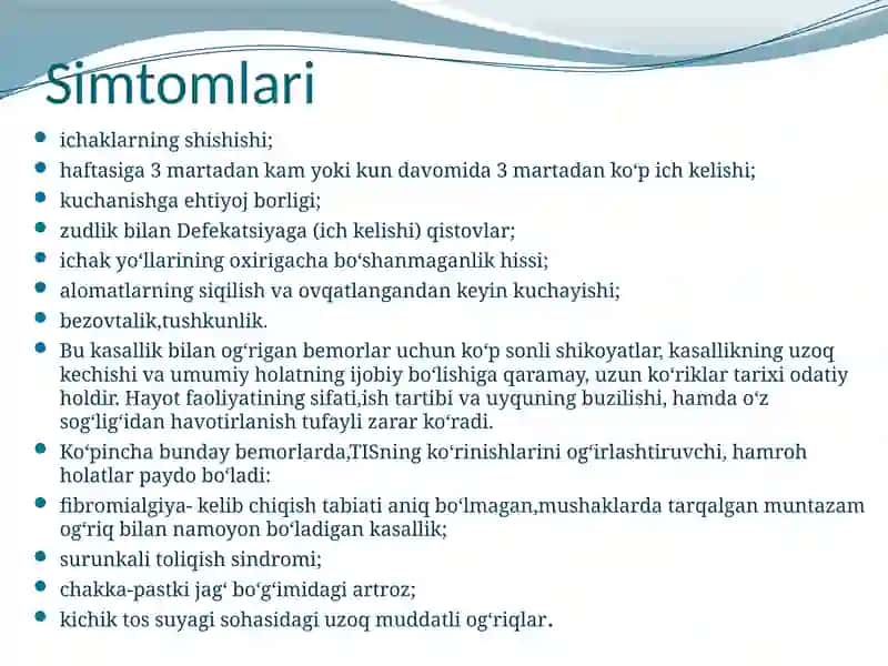 Ichak niqitig’lash sindromi (TIS) 4