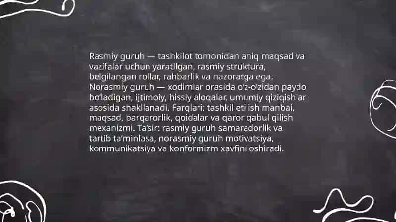 Jamoa guruh tushunchalari kichik guruhlar klassifikatsiyasi 4