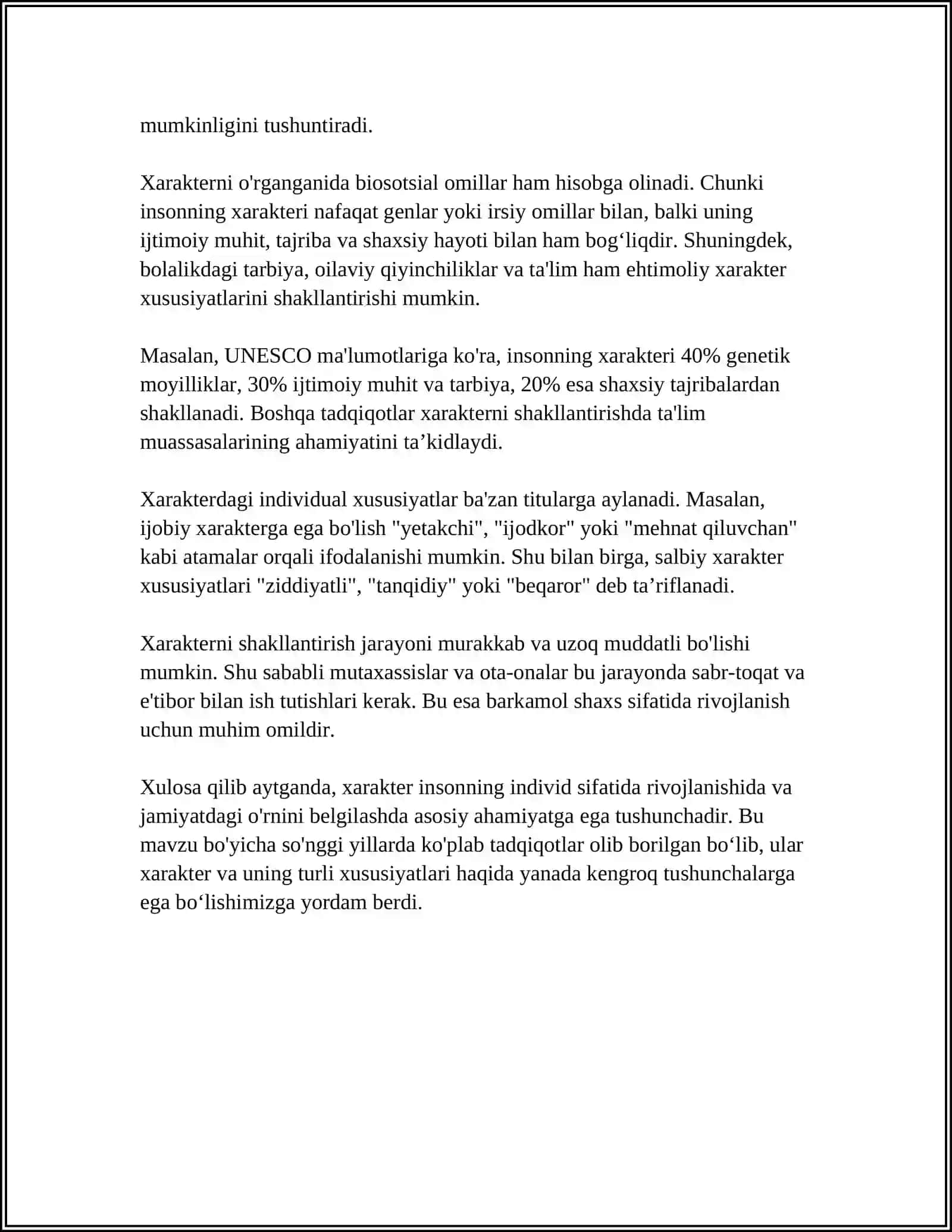 XARAKTER HAQIDA TUSHUNCHA. EMOMALI HARAKTER 4