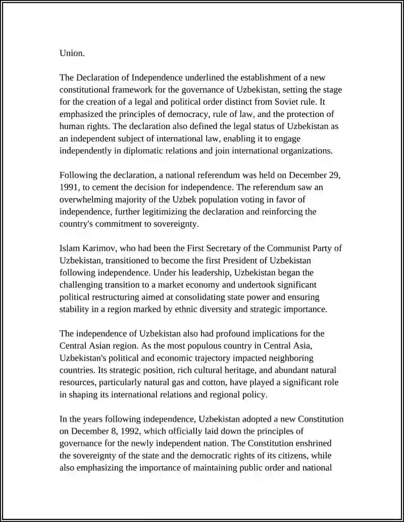 Declaration of Independence of Uzbekistan 4