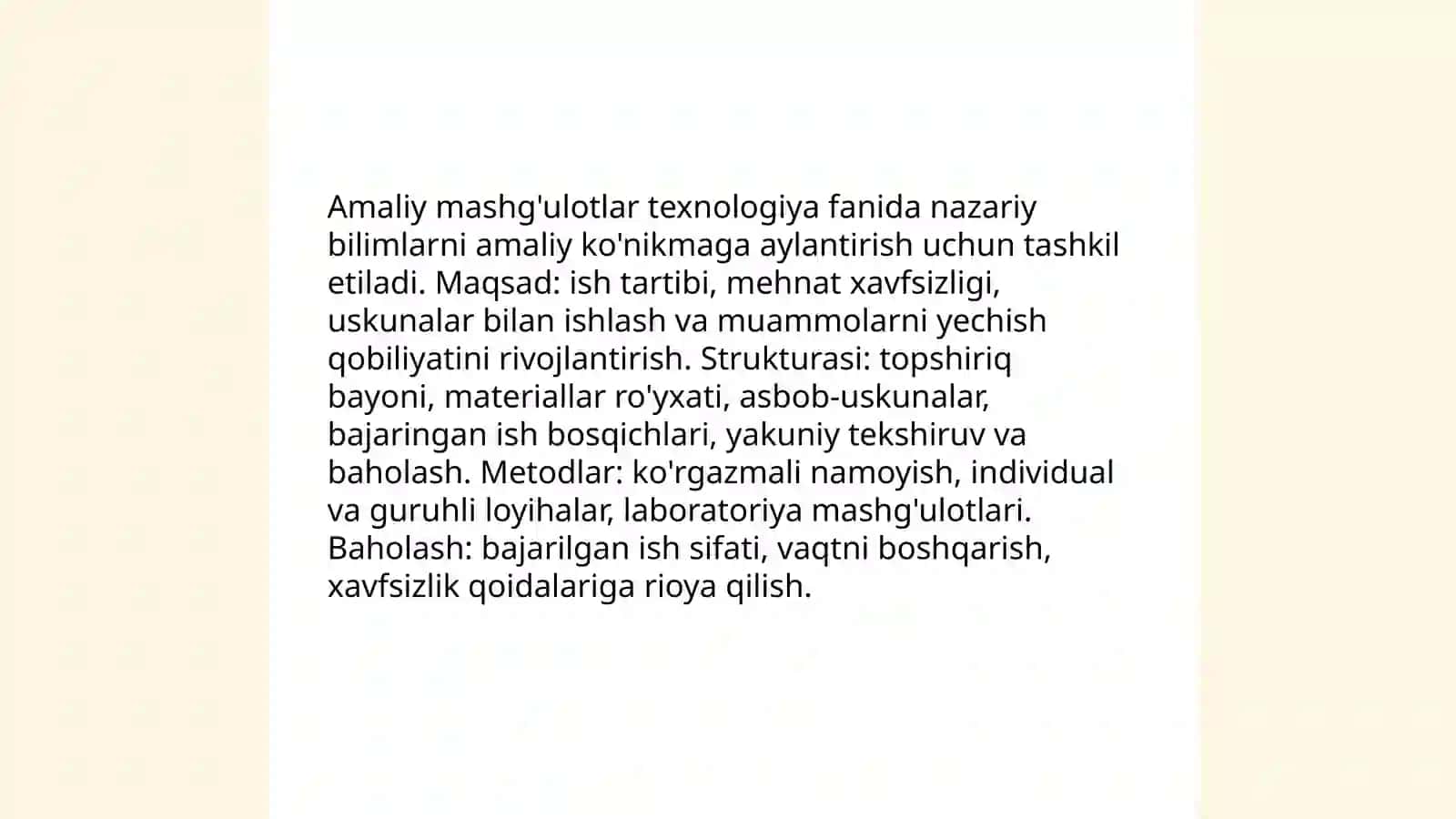 Texnologiya fanini o’qitish shakllari 4