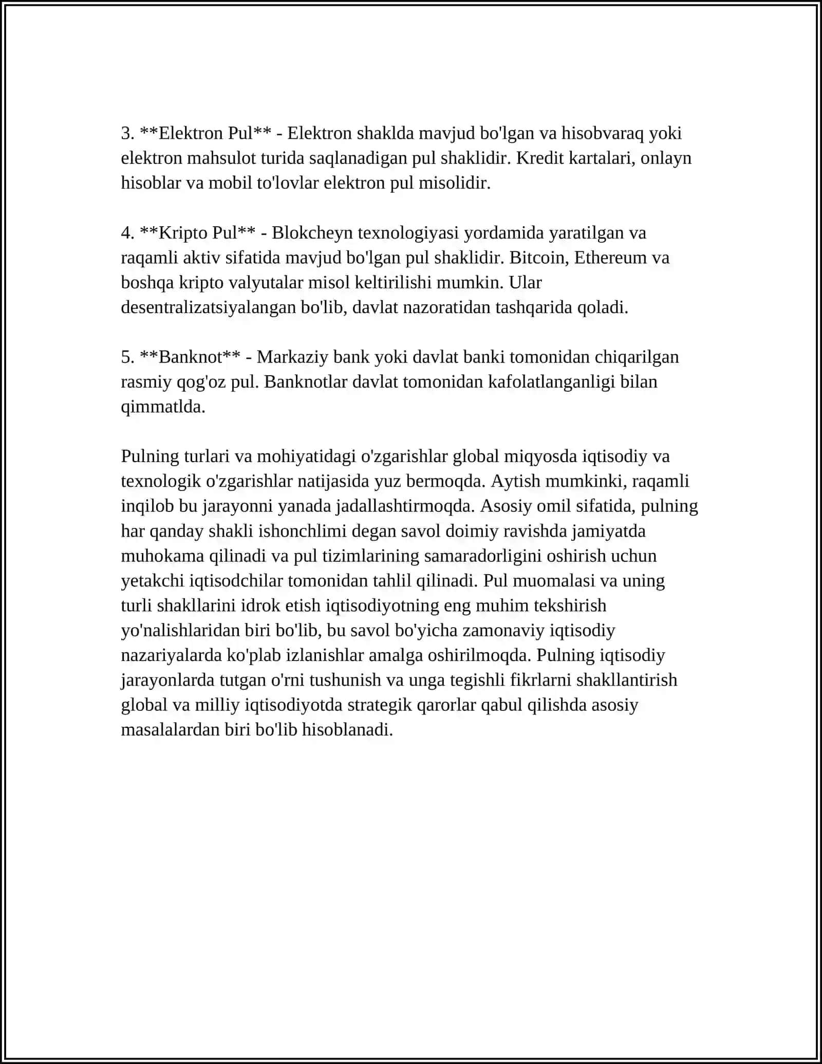 Pul, Inflatsiya, Pul-Kredit Siyosati 4